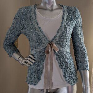 Hanky Panky Blue Floral Lace Cardigan